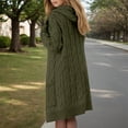 thumbnail image 3 of DuoJiaJ Hooded Long Cardigan Sweater Coat Stylish Knitted Pullover With Pattern For Autumn And Winter Fashion Women's Lightweight Sweater Green XXXL, 3 of 5