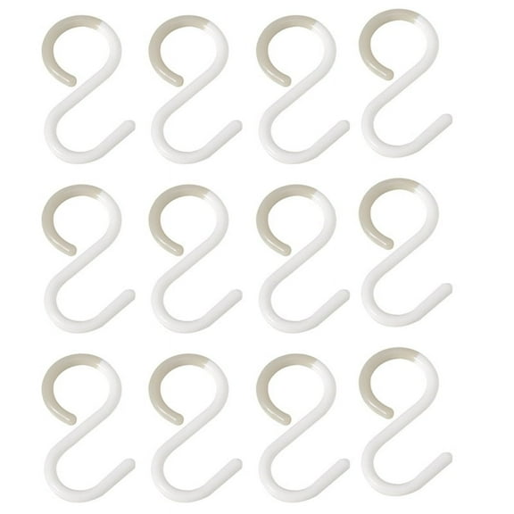 12Pack S Hooks Rack Hanger Shaped Hanging Flexible Neck for Easy Twist Kitchen Bathroom White