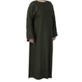 thumbnail image 2 of Hijaz Mauve Olive Green Korean Cotton Lightweight Abaya Dress Kaftan with Pockets-L, 2 of 5