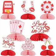 Decorations Red Casino Lucky In Love Honeycomb Centerpieces 8Pcs Casino Table Decoration Cocktail Cherry Vegas Bridal Shower Decor Game Night Poker Dice Party Supply$$Electronics Accessories