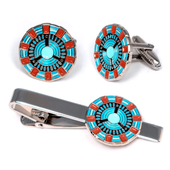 Iron Arc Reactor Cufflinks, Ironman Tie Clip, Groomsman Jewelry, Man Wedding Gifts