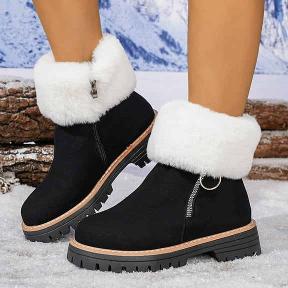 SKIYLEVZ Women's Snow Boots Warm Winter Fashion Boots Breathable Thermal Boots with Fleece Lined Thick Soft Sole Flatform Cold Weather Daily Outfit Party Club Footwear
