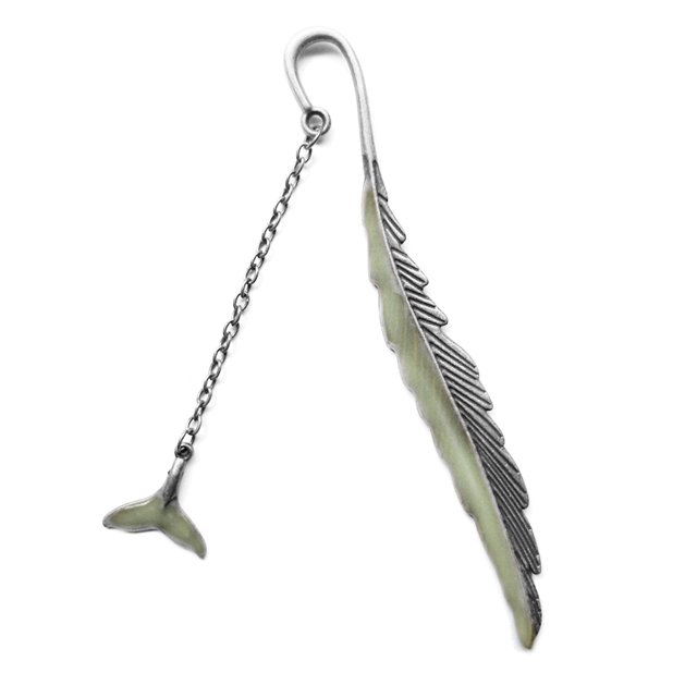 CAROOTU 2 Pcs Signet Lumineux Rétro Plume Forme Lueur dans le Décor de Queue de Baleine Hibou Foncé
