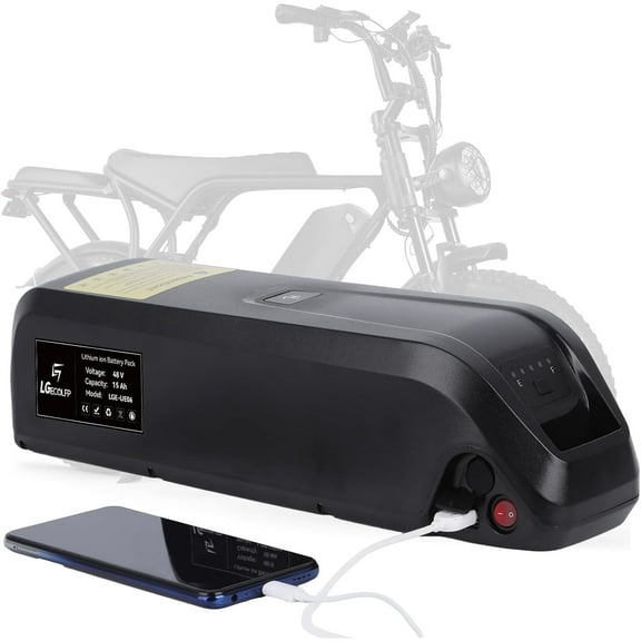 48V Ebike Battery 15Ah Lithium Battery for 0-1200W Electric Bike with 3A Fast Charger