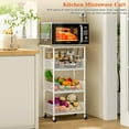 thumbnail image 2 of Kitchen Microwave Cart with Fruit Baskets, 4 Tier Microwave Table Stand with Storage, Kitchen Storge Shelf on Wheels Small Rolling Cart Organizer Rack for Pantry, Living Room, Bathroom, 2 of 6