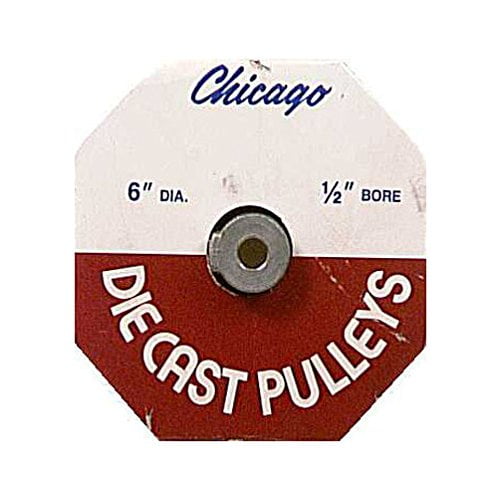 Polea Chicago, fundición a presión, 6 pulgadas de diámetro, zinc, 1,27 cm de diámetro