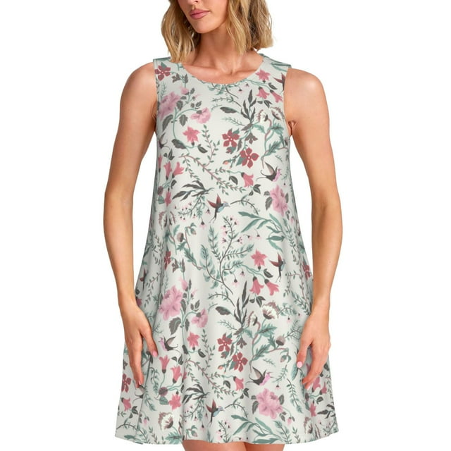 Daiia Robes à Imprimé Floral Féerique pour Femmes 2025 Robes à Manches Courtes Tendance Robes Maxi Décontractées Amples et Fluides