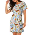 thumbnail image 2 of Bingfone Insects and Flowers Nightgowns for Women Sleep Shirts Short Sleeve Nightshirt Pullover Nightdress Soft Sleepwear, 2 of 6
