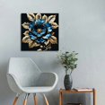thumbnail image 5 of FANNA Abstract Flower Canvas Wall Art Blue Floral and Gold Leaves Pictures Print Flower Artwork Living Room Decor  12x12 in, 5 of 5