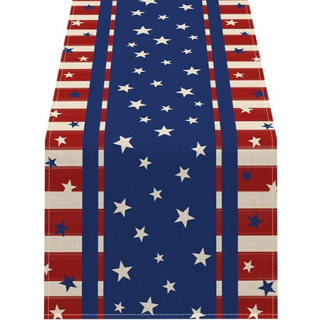 

BINGLI 4th Of July Patriotic Memorial Day Independence Day Holiday Kitchen Dining Table Runners for Home Party with Multiple Styles Family Party Daily Use
