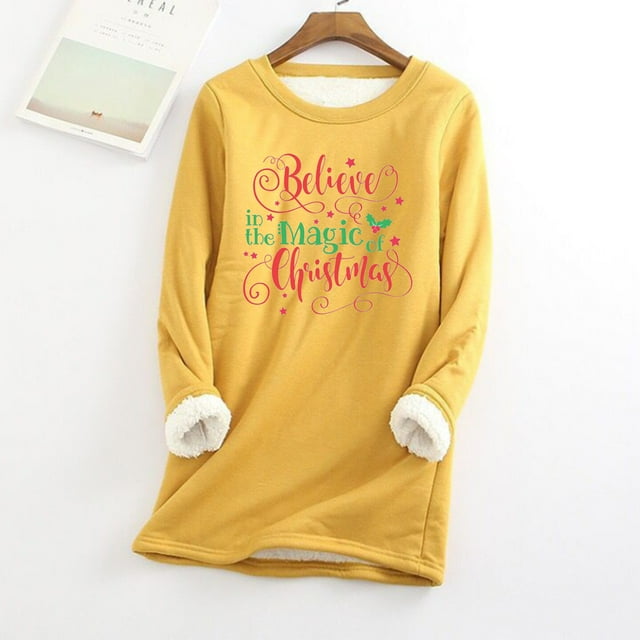 Aujourd'hui Réduction! Aqestyerly Hauts de Noël pour Femmes Liquidation Mode Imprimée Peluche Chaude