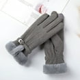 thumbnail image 3 of Lilgiuy Winter Touchscreen Gloves for Women Solid Color Warm Windproof Stretchy Soft Texting Mittens for Hiking Camping Mountaining Gray, 3 of 4