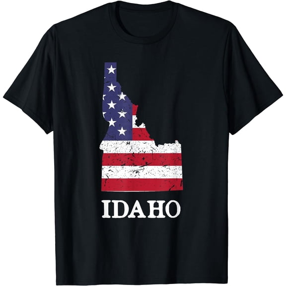Idaho Map State American Flag Shirt 4th Of July Pride Tee