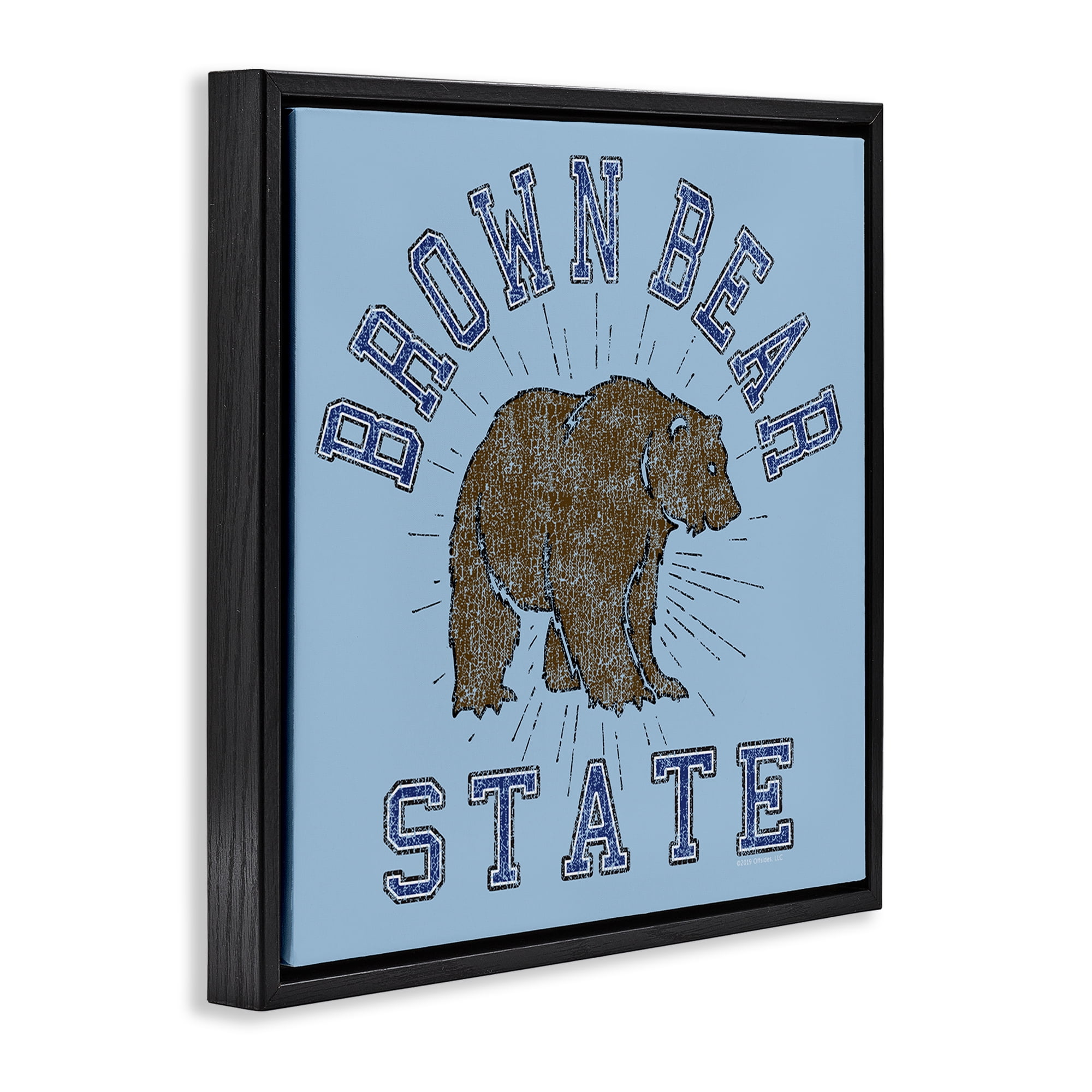 Stupell Industries Brown Bear Varsity State Novelty & Humor Painting Black Floater Framed Canvas Art Print Wall Art, 18 x 18