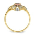 thumbnail image 2 of 14K Two-Tone Gold Ring Band Themed Yellow & Rose with Rhodium Polished Cross with Flower, Size 7, 2 of 5