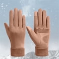 thumbnail image 2 of 2 Pc Mens Gloves for Cold Weather Winter Clothing Wool Thermal Warm Plush Windproof Upgraded Touch Screen Womens Mittens Khaki, 2 of 4