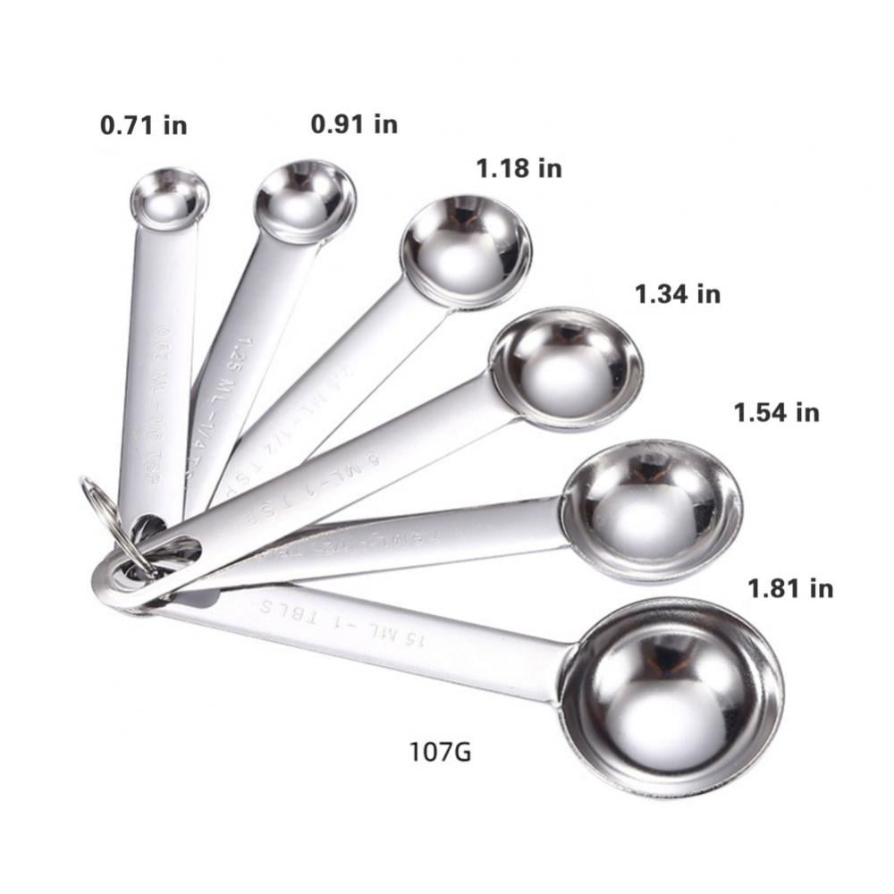 6 Piece Stainless Steel Measuring Spoons Sets, Heavy Duty Professional  Quality Slim Metal Measuring Spoon for Easy Storage, Stackable Teaspoon and