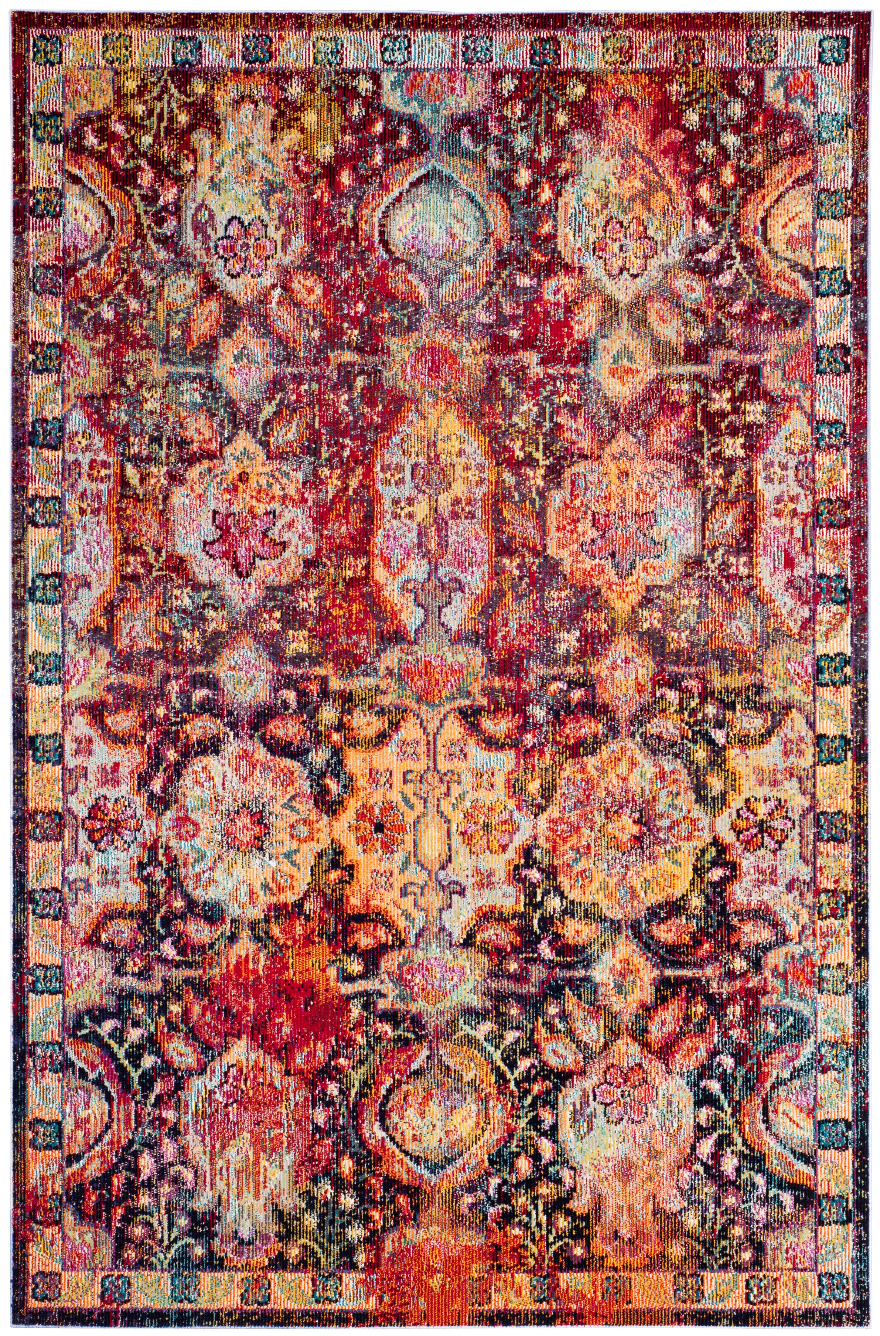 SAFAVIEH Crystal Tyson Oriental Area Rug, Navy/Orange, 6'7" x 9'2"