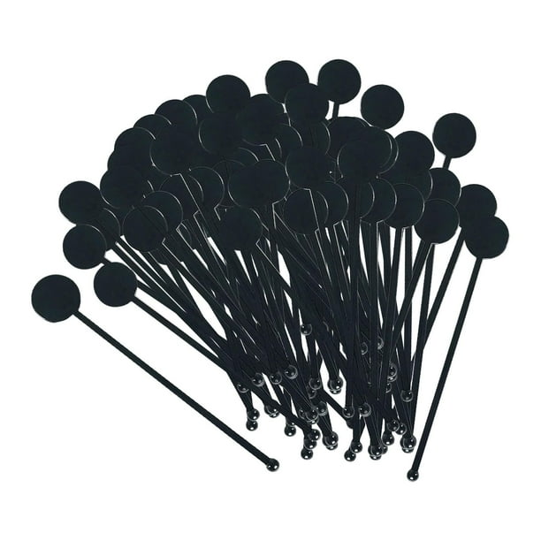 100 Uds paletas de cóctel, palitos giratorios para bebidas, paletas, accesorios de herramientas para barra, paletas para mezclar, agitadores de café Negro