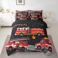 thumbnail image 2 of jejeloiu Firefighting Truck 7-Piece Bedding Comforter Set,Emergency Rescue Vehicle King Bedding Sets,Red Black Bed Sheets For Boys Girl,Microfiber Bedroom Decor Reversible, 2 of 8