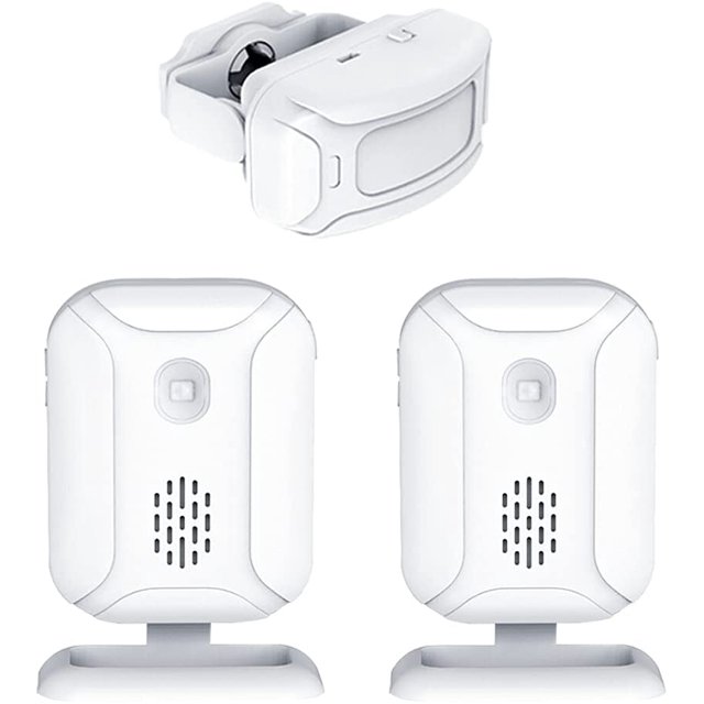 Wireless PIR Motion Sensor Detector Security Alarm Chime,Shop Store Office Home Front Door Entry Welcome Doorbell,Mailbox Alert, Garage Driveway Alarm,with Night Light (1 Receiver and 2 PIR Detectors)