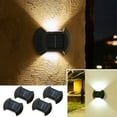 thumbnail image 1 of mfyjkho Lámpara solar de pared para jardín exterior, con iluminación vertical, resistente al agua IP65, luz cálida, decoración moderna para porche o patio, 10 x 7,5 cm, paquete de 4, 1 of 8