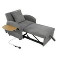 thumbnail image 5 of 3 in 1 Convertible Sleeper Chair Bed, Pull Out Sofa Bed with Computer Board, USB Charging Ports and Adjustable Backrest for Living Room, Gray, 5 of 8