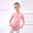 thumbnail image 4 of CYRBOKO Girls Competition Ballet Leotard, Performance Cotton Training Long Sleeve Dancewear Clothes Pink Size 2-15 T, 4 of 9