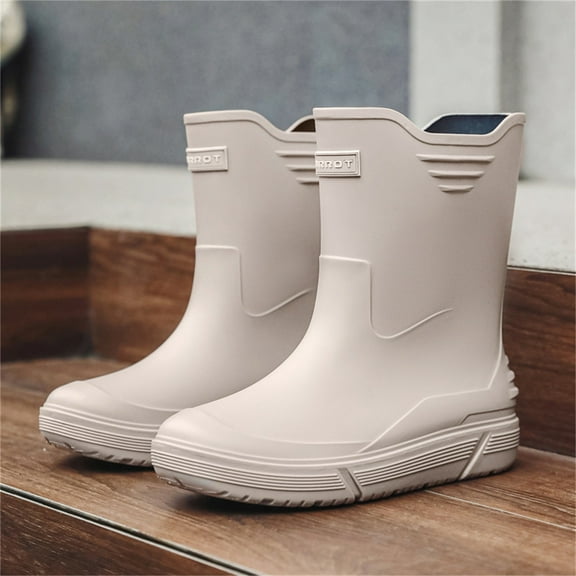 Men Rain Boots Waterproof Rubber Boots Mid-Calf Anti-slip Garden Boots Comfort Lightweight Work Shoes Casual Fashion Rainboot for Outdoor Fishing Hiking Camping
