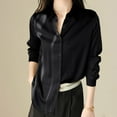 thumbnail image 2 of Beach Vacation Clothes for Women, Womens Shirts, Women's Silk Satin Blouse Button Down Long Sleeve Casual Loose Fit Work Top for Comfort and, 2 of 6
