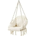 thumbnail image 5 of Hanging Chair, Hammock Chair with Large Cushion, Boho Swing Chair for Bedroom, Patio, Balcony, Garden, Holds up to 264 lb, Accessories Included, Cloud White, 5 of 8