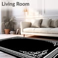 thumbnail image 2 of ODIKA 5'x7' Machine Washable Non-Slip Area Rug, Ornate Sonata with Flourished Staff and Artistic Melody Details High Traffic Rug with Pad, Black, 731038, 2 of 8