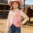thumbnail image 7 of Asxite Toddler Girls Fashion Casual Loose Solid Western Fringe Denim Sleeveless Jacket Fall, 7 of 7