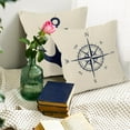 thumbnail image 5 of Navy Blue Nautical Ocean Boat Anchor Compass Throw Pillow Covers, Sailor Nautical Gifts, Ship Pillow Cases 18 x 18 Inch Home Ship Sofa Decor Set of 4, 5 of 6
