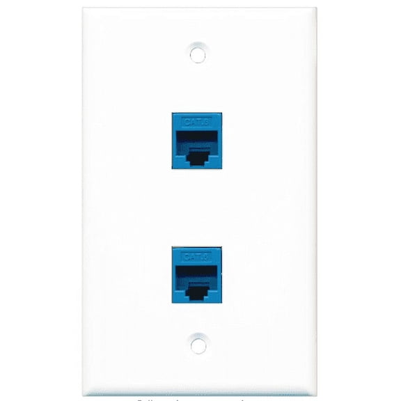RiteAV - 2 Port Cat6 Ethernet Blue Wall Plate