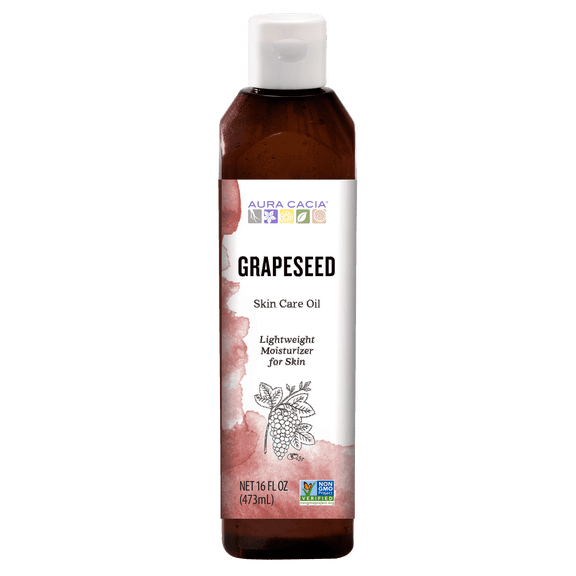 Aura Cacia Natural Pure Grapeseed Skin Care Oil With Natural Vitamin E - 16 oz