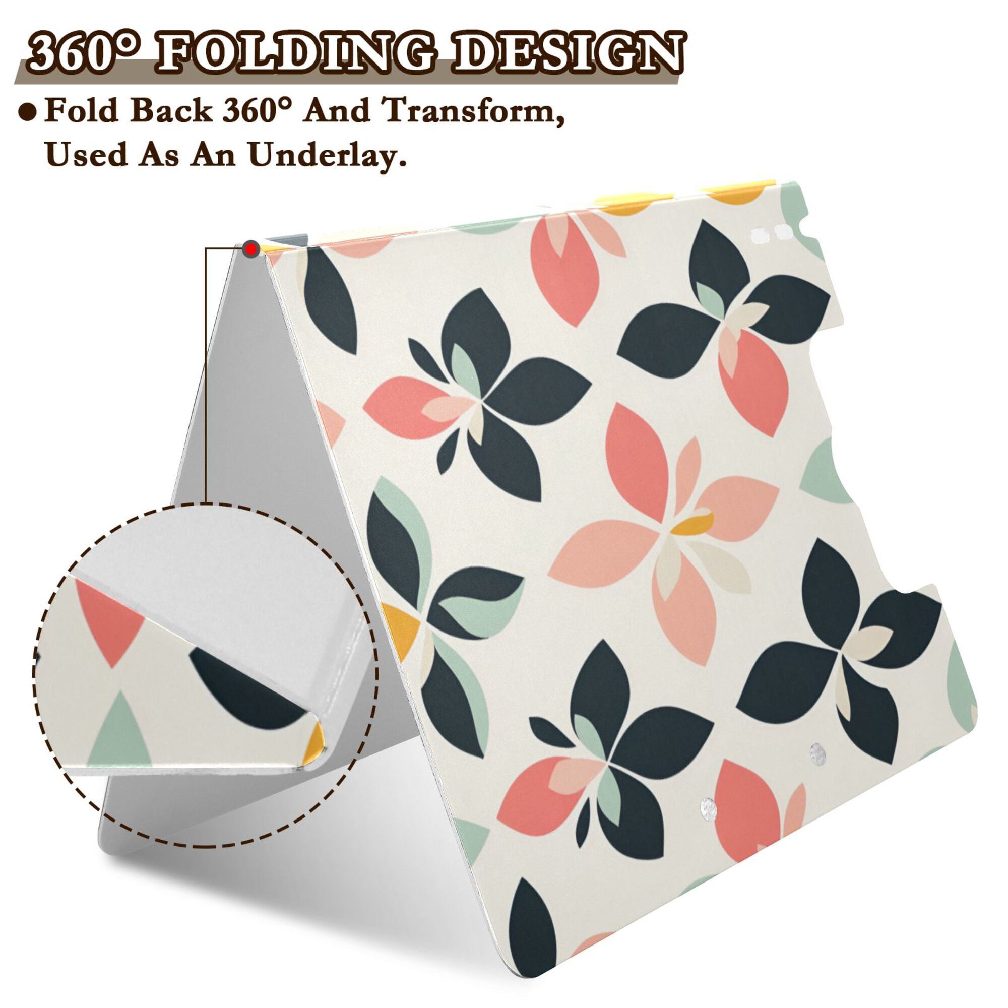 FORMRS A4 Clipboard Folder with Pen Holder Horizontal Foldable School Office Binder, Black Retro Flower