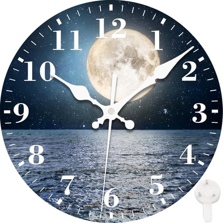 Wall Clock, Brown Wooden Board Silent Non Ticking Battery Operated Round Decorative Indoor Outdoor Clocks for Living Room Kitchen Bedroom Bathroom Patio 12
