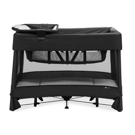 4moms breeze® plus playard, Easy, One-Handed Setup, with Removable Bassinet & Flip Changer, Black