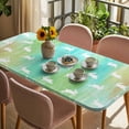 thumbnail image 3 of Easter Table Cloths for 6 Foot Rectangle Tables, Spring Bunny Silhouette Blue Green Gradient Patio Waterproof Elastic Fitted Tablecloths, Washable Rectangular Table Cover for Camping, 3 of 8