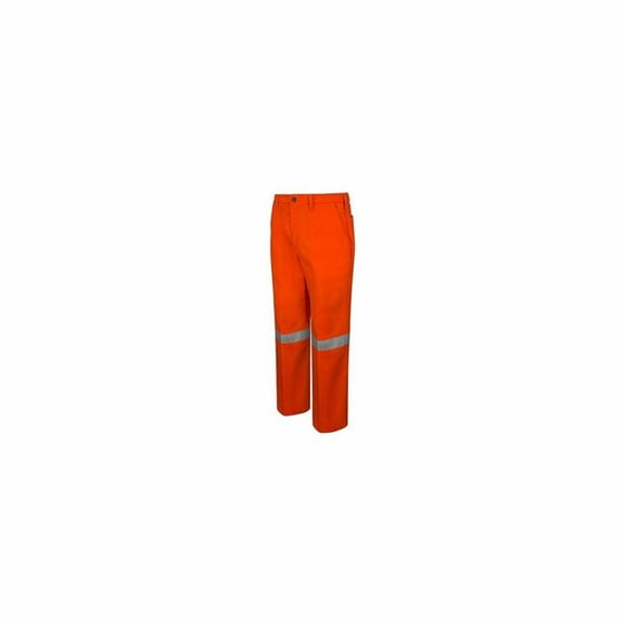 Bulwark PLWCOR-33-37U Mens 9 oz Flame Resistant Pants with Reflective Stripe, Orange - Size 33 - 37 in. Unhemmed Inseam