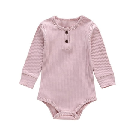 

Toddler Baby Girl Boys Solid Color Striped Romper Long Sleeve Jumpsuit