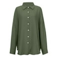 thumbnail image 5 of Tops Fashionable Loose Casual Solid Color Long Sleeved Shirt, Green M, Size S-XXL, 5 of 6