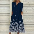 thumbnail image 1 of Robes d'Été pour Femmes Décontractées Amples Imprimé Papillon Longues Robes Maxi Col en V Manches Courtes Boutonnées avec Poche Robe Tunique de Plage T-Shirt Robe Midi, 1 of 5