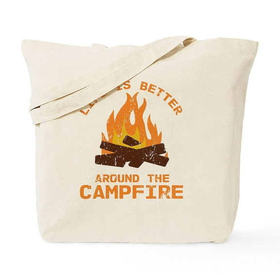CafePress - Life Is Better Around The Campfire Camp - Unisex Canvas Tote Bag, Beige, 1-Piece