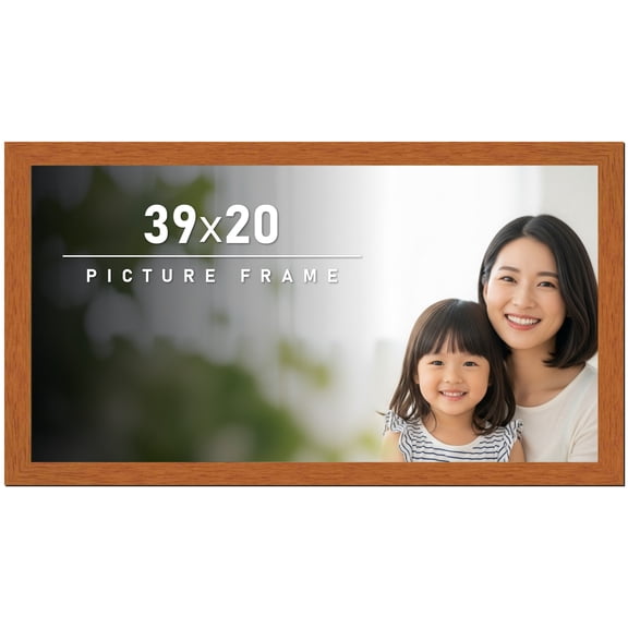 39x20 Frame Honey Pecan Brown Picture Frame - Modern Photo Frame Includes UV Acrylic Shatter Guard
