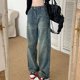 thumbnail image 1 of Rimocy - Vaqueros holgados vintage para mujer (2023), nuevos pantalones cargo anchos desgastados, pantalones rectos de cintura alta estéticos para mujer, 1 of 6