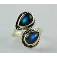 thumbnail image 3 of Navya Craft Labradorite Dual Pear Shape 925 Sterling Silver Handmade Women Statement Ring Size 4.0, 3 of 4