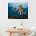 thumbnail image 2 of COMIO  Day Octopus in Mid-Water, Hawaii Canvas Wall Art Print, Wildlife Home Decor Artwork, 2 of 4