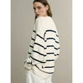 thumbnail image 4 of Women Oversized Cardigan Sweater 100% Cotton 2025 Fall Fashion V Neck Knit Button Front Casual Trendy Tops White L, 4 of 8
